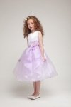 White/Coral Sleeveless Satin and Organza Ruffled Flower Girl Dress