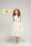 White/Coral Sleeveless Satin and Organza Ruffled Flower Girl Dress