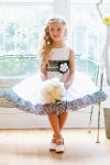 Turquoise/Black Satin Lace Flower Girl Dress
