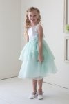 White Satin Top Organza Layered Flower Girl Dress