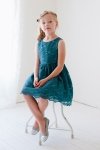 Teal Lace Flower Girl Dress Black Sash