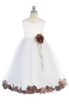 Ivory/Yellow Satin Flower Petal Flower Girl Dress