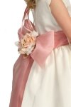 Ivory/Burgundy Flowers and Sash Flower Girl Dress