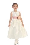 Ivory/Burgundy Flowers and Sash Flower Girl Dress