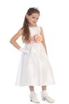 Ivory/Burgundy Flowers and Sash Flower Girl Dress