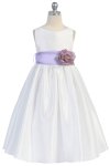 Ivory/Burgundy Flowers and Sash Flower Girl Dress