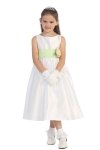 Ivory/Burgundy Flowers and Sash Flower Girl Dress
