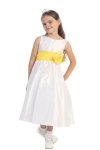 Ivory/Burgundy Flowers and Sash Flower Girl Dress