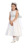 Ivory/Burgundy Flowers and Sash Flower Girl Dress