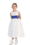 Ivory/Burgundy Flowers and Sash Flower Girl Dress