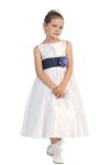 Ivory/Burgundy Flowers and Sash Flower Girl Dress