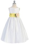 Ivory/Burgundy Flowers and Sash Flower Girl Dress