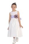 Ivory/Burgundy Flowers and Sash Flower Girl Dress