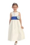 Ivory/Burgundy Flowers and Sash Flower Girl Dress