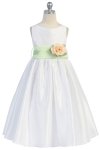 Ivory/Burgundy Flowers and Sash Flower Girl Dress