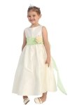 Ivory/Burgundy Flowers and Sash Flower Girl Dress