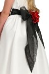 Ivory/Burgundy Flowers and Sash Flower Girl Dress