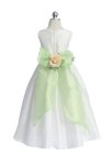 Ivory/Burgundy Flowers and Sash Flower Girl Dress