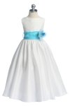 Ivory/Burgundy Flowers and Sash Flower Girl Dress