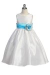 Ivory/Burgundy Flowers and Sash Flower Girl Dress