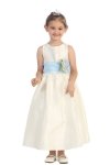 Ivory/Burgundy Flowers and Sash Flower Girl Dress