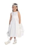 Ivory/Burgundy Flowers and Sash Flower Girl Dress