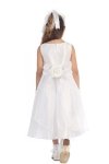 Ivory/Burgundy Flowers and Sash Flower Girl Dress