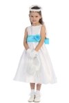 Ivory/Burgundy Flowers and Sash Flower Girl Dress