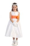 Ivory/Burgundy Flowers and Sash Flower Girl Dress