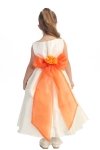 Ivory/Burgundy Flowers and Sash Flower Girl Dress