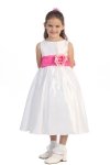 Ivory/Burgundy Flowers and Sash Flower Girl Dress