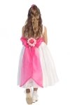 Ivory/Burgundy Flowers and Sash Flower Girl Dress
