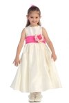 Ivory/Burgundy Flowers and Sash Flower Girl Dress