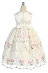 Ivory/Rose Satin Sleeveless Embroidered Adorable Flower Girl Dress
