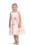 Ivory/Rose Satin Sleeveless Embroidered Adorable Flower Girl Dress
