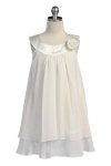 Yellow Satin bib necklin & chiffon A-line Flower Girl dress