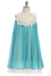 Red Chiffon Short Flower Girl Dress with ruffled flower neckline