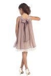Red Chiffon Short Flower Girl Dress with ruffled flower neckline
