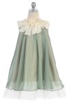 Red Chiffon Short Flower Girl Dress with ruffled flower neckline