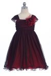 Rose Soft tulle overlay empire dress with Short Sleeves