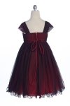 Rose Soft tulle overlay empire dress with Short Sleeves