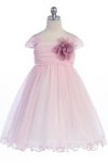 Rose Soft tulle overlay empire dress with Short Sleeves
