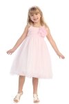 Rose Soft tulle overlay empire dress with Short Sleeves