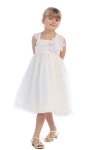 Rose Soft tulle overlay empire dress with Short Sleeves