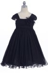 Rose Soft tulle overlay empire dress with Short Sleeves