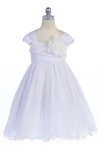 Rose Soft tulle overlay empire dress with Short Sleeves