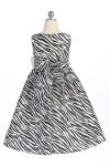 Ivory Zebra Pattern Velvet Flocking Taffeta Girl Dress