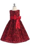 Ivory Zebra Pattern Velvet Flocking Taffeta Girl Dress