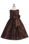 Ivory Zebra Pattern Velvet Flocking Taffeta Girl Dress