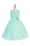 Navy Blue Sleeveless Tulle Dress with Mesh Rolled Flowers Flower Girl Dress Navy Blue Sleeveless Tulle Dress with Mesh Rolled Flowers Flower Girl Dress